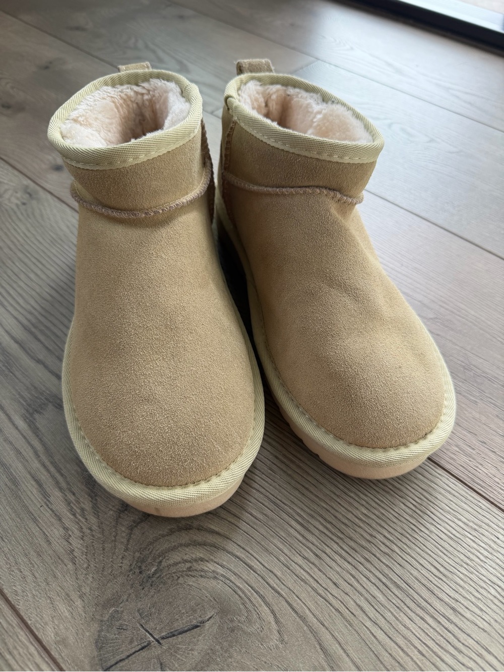 Kids Cozy Shearling-Lined Tan Booties